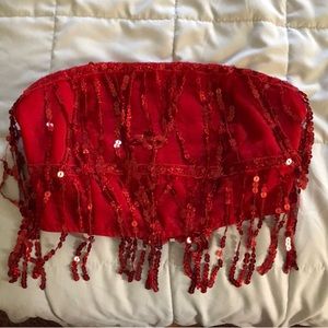 Pretty Little Thing Red Sequin Crop Top